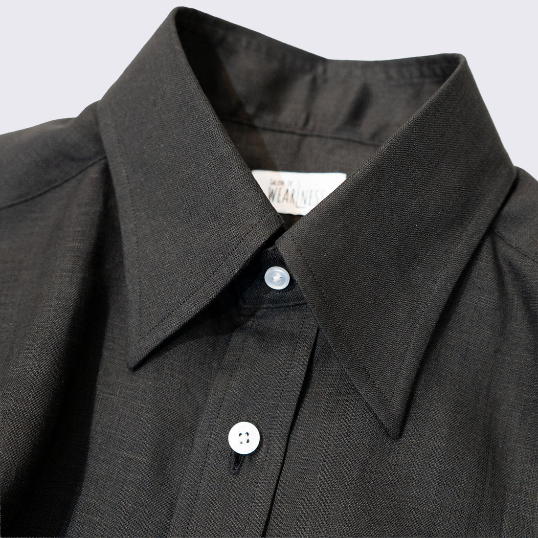 WEARLNESS/Classic Linen Shirt/Black