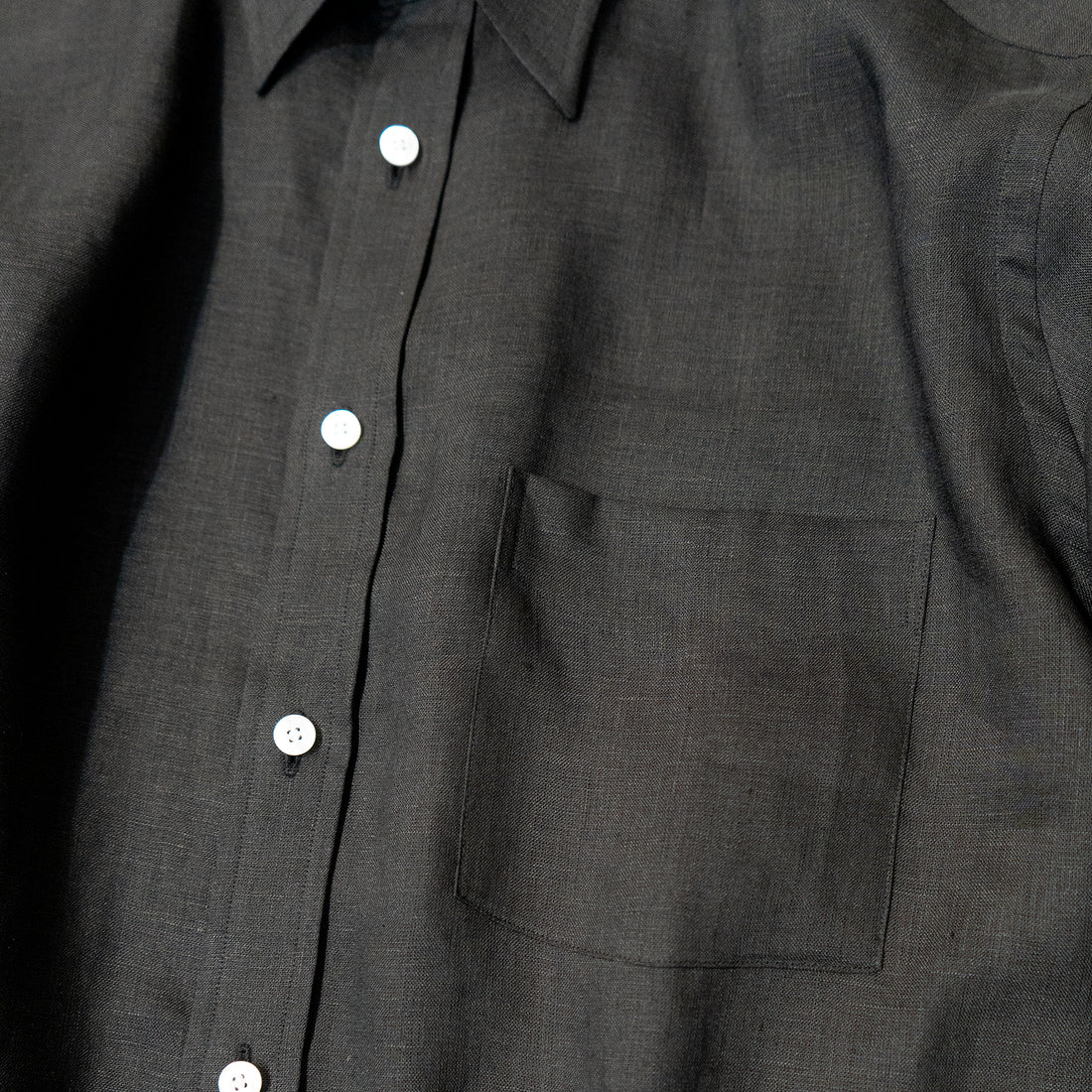 WEARLNESS/Classic Linen Shirt/Black