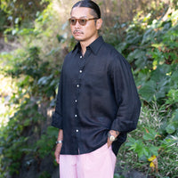 WEARLNESS/Classic Linen Shirt/Black