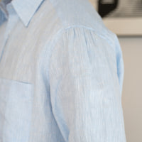 WEARLNESS/Classic Linen Shirt /Sax Blue