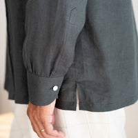 WEARLNESS/Classic Linen Shirt /Dark Green