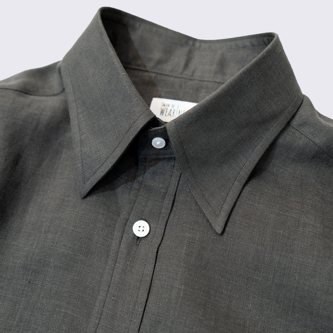 WEARLNESS/Classic Linen Shirt /Dark Green