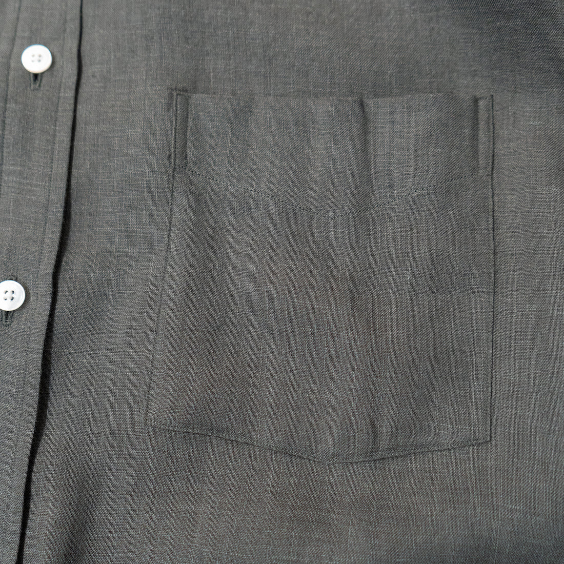 WEARLNESS/Classic Linen Shirt /Dark Green