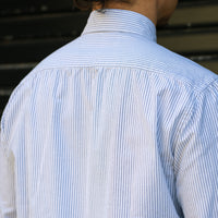 【Order】WEARLNESS/Long point regular collar shirt/Oxford Stripe Blue