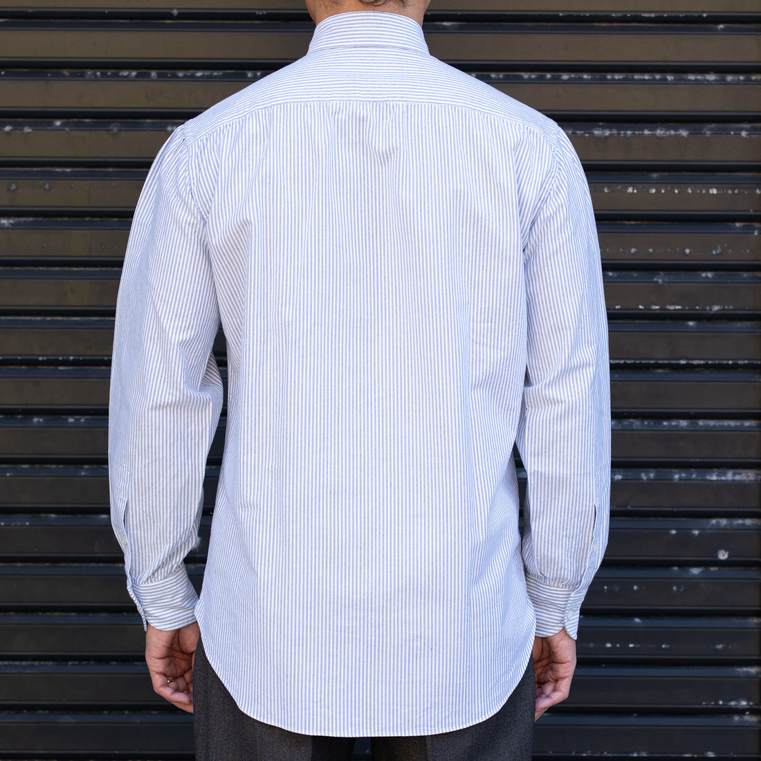 【Order】WEARLNESS/Long point regular collar shirt/Oxford Stripe Blue