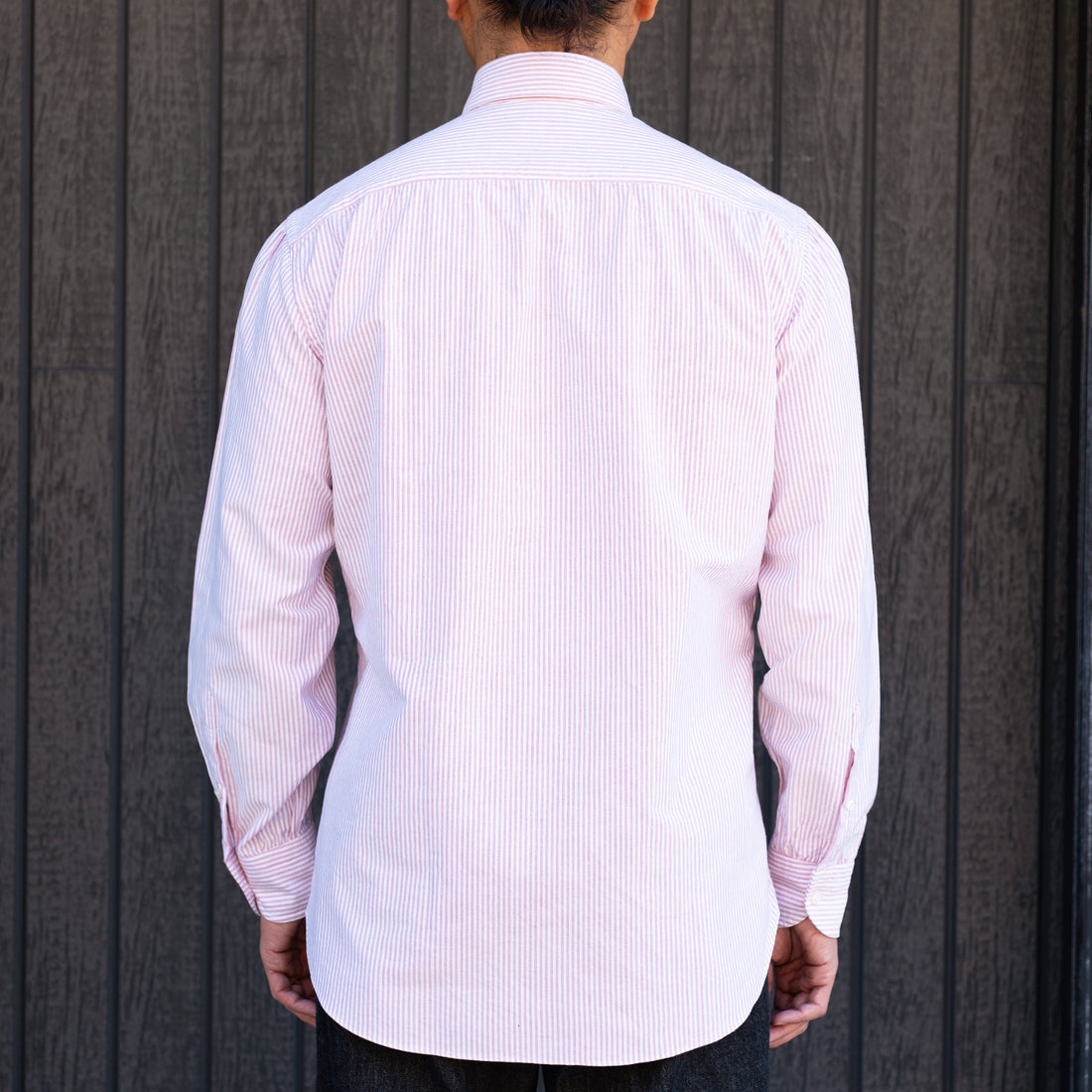 【Order】WEARLNESS/Long point regular collar shirt/Oxford Stripe Red