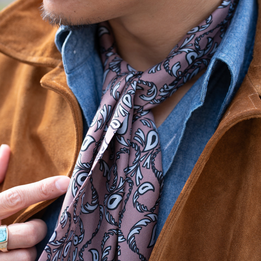 SEVENFOLD/Paisley Print Scarf /Dark pink