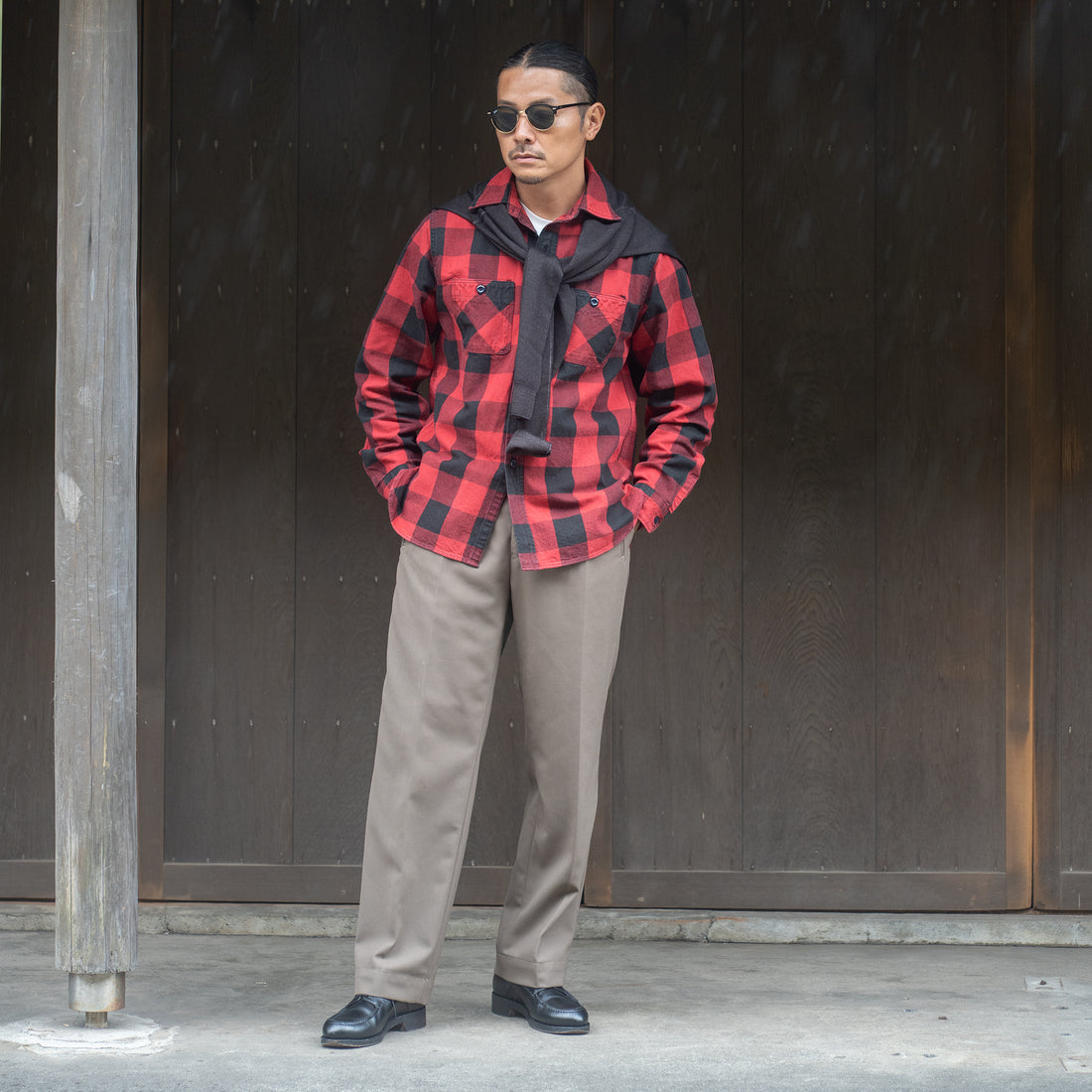 FAR EAST MANUFACTURING/Buffalo Plaid Work Shirts/Red