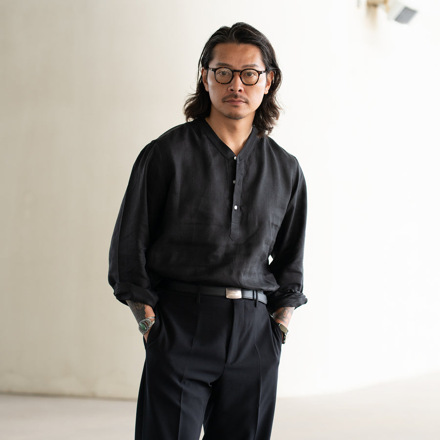 【先行販売】WEARLNESS/Linen Sleeping Shirts/Black