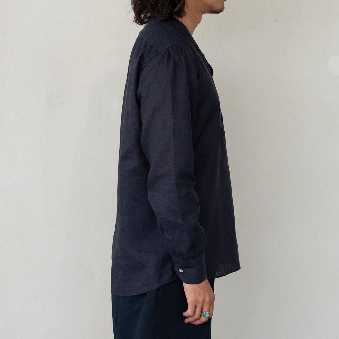 【先行販売】WEARLNESS/Linen Sleeping Shirts/Navy