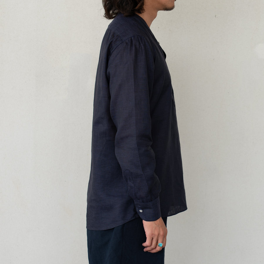 【先行販売】WEARLNESS/Linen Sleeping Shirts/Navy