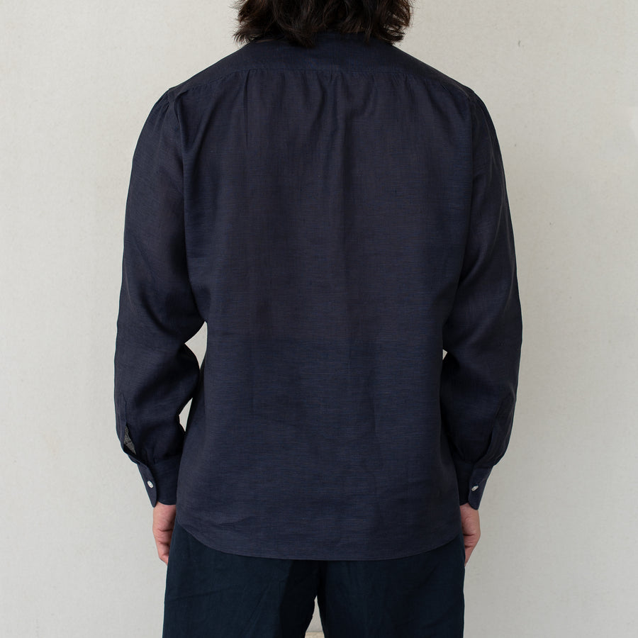 【先行販売】WEARLNESS/Linen Sleeping Shirts/Navy
