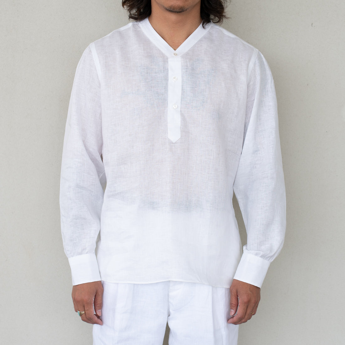 【先行販売】WEARLNESS/Linen Sleeping Shirts/White