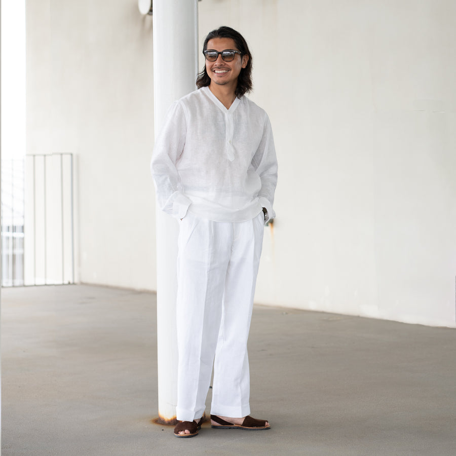 【先行販売】WEARLNESS/Linen Sleeping Shirts/White