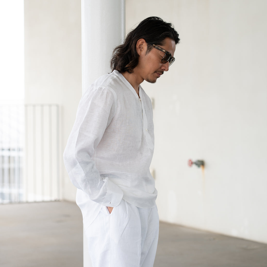 【先行販売】WEARLNESS/Linen Sleeping Shirts/White