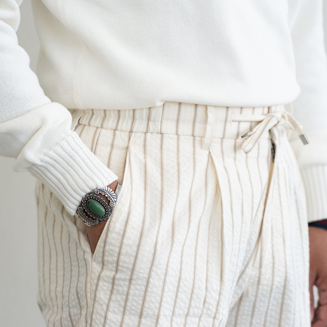 BERWICH/Sake 1P Gym Shorts/Seersucker Stripe