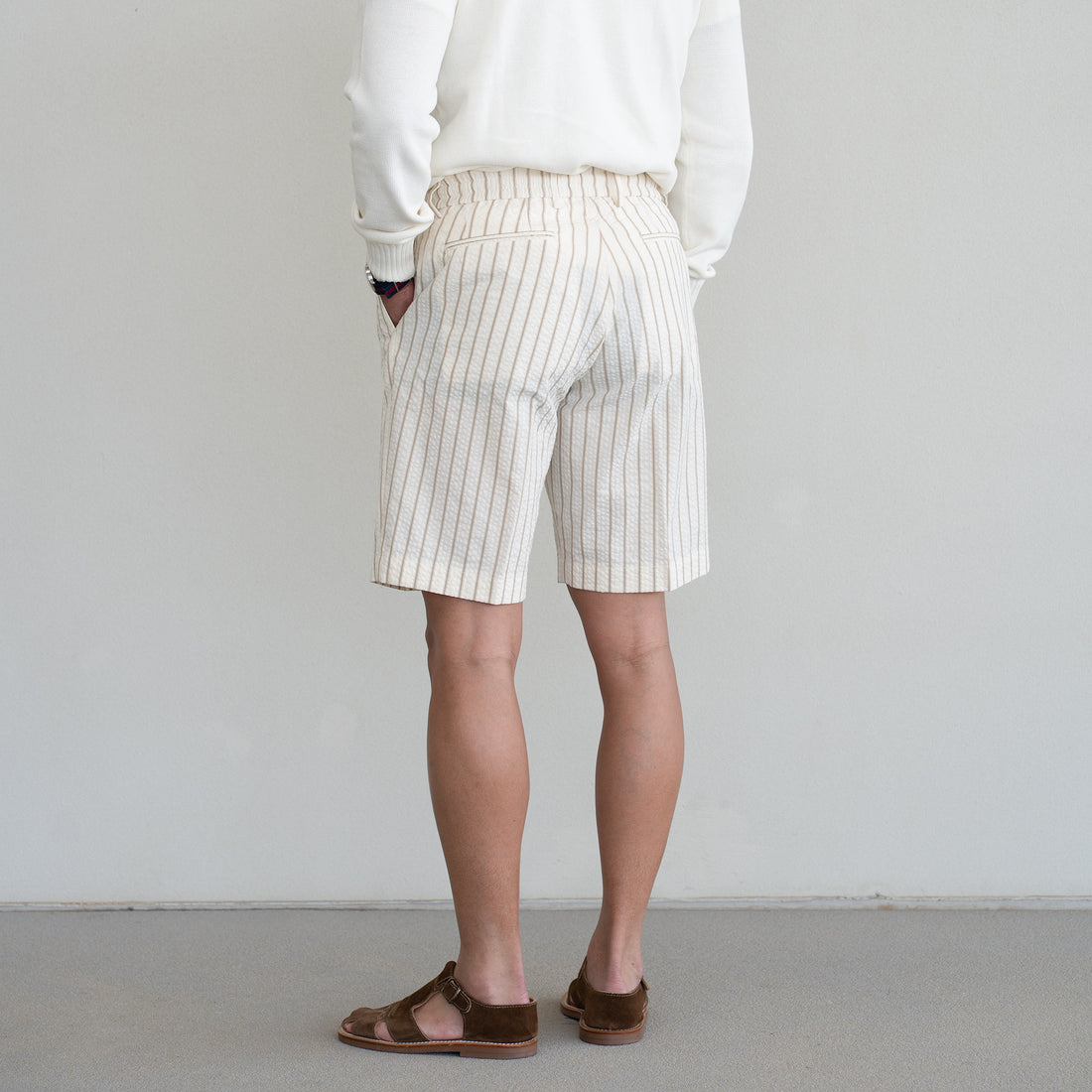 BERWICH/Sake 1P Gym Shorts/Seersucker Stripe