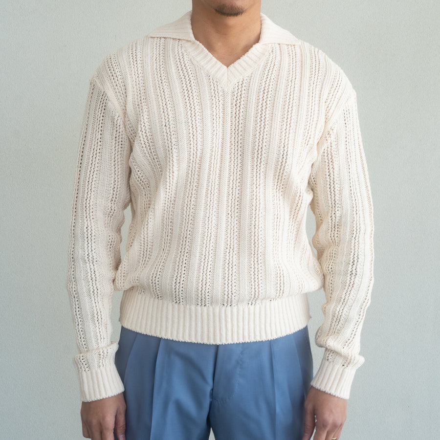 WEARLNESS/Middle Gauge Skipper Knit/ECRU