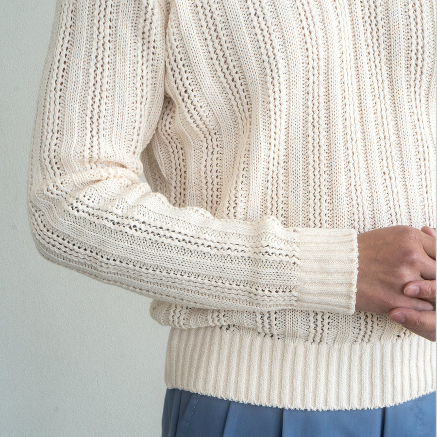 WEARLNESS/Middle Gauge Skipper Knit/ECRU