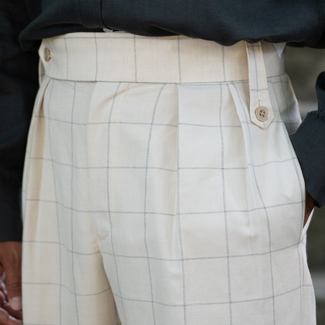 TANGENT/40’s British Gurkha Trousers/Linen Blend Summer Check