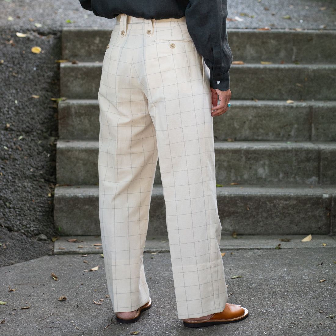 TANGENT/40’s British Gurkha Trousers/Linen Blend Summer Check