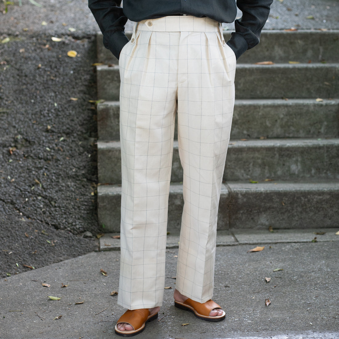 TANGENT/40’s British Gurkha Trousers/Linen Blend Summer Check