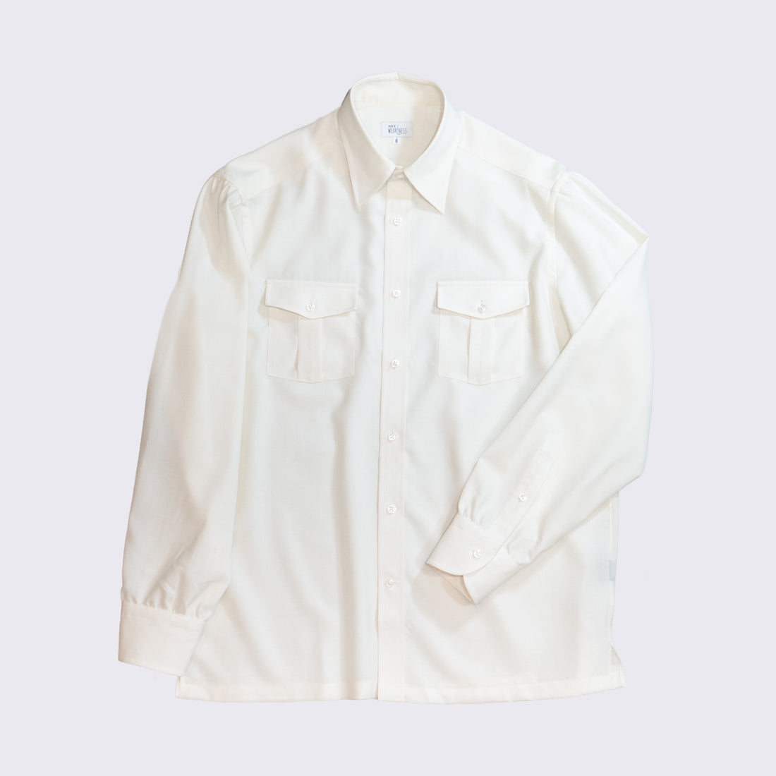 WEARLNESS/Double Pocket Wool Shirt/White