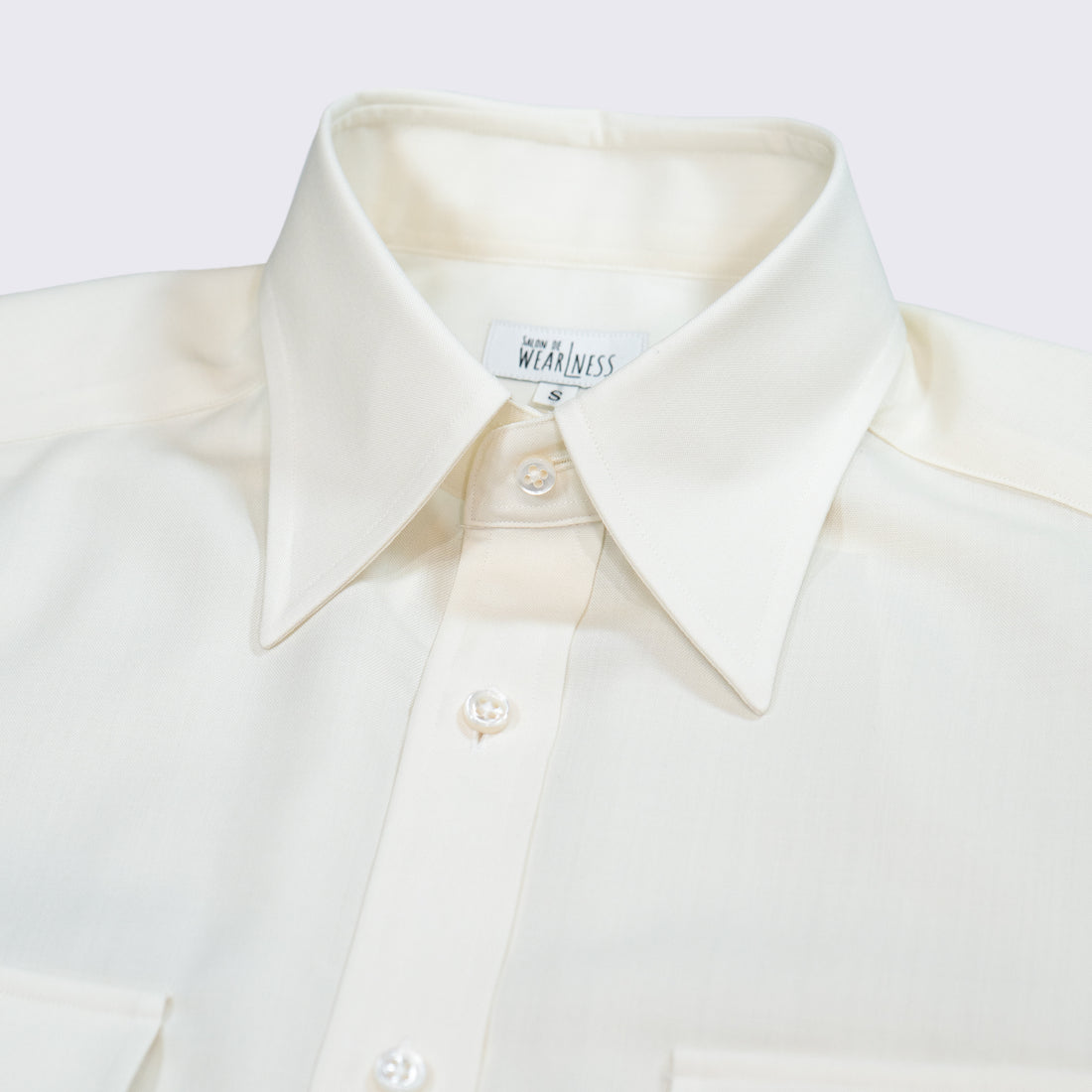 WEARLNESS/Double Pocket Wool Shirt/White