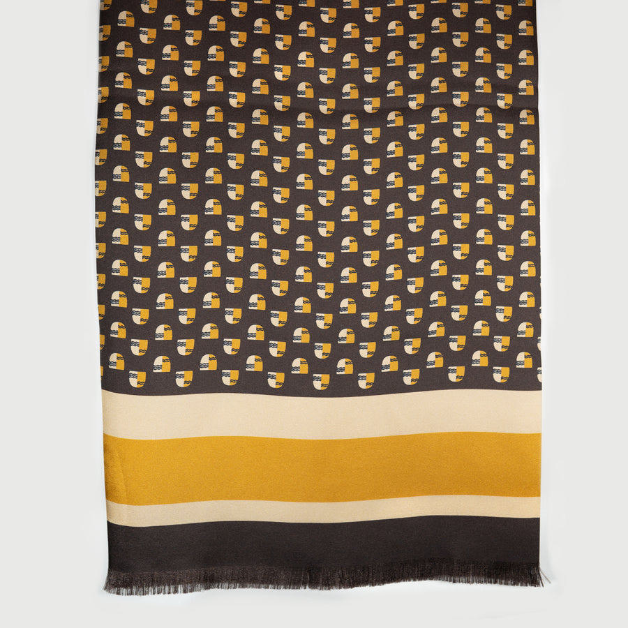 SEVEN FOLD/42003/WEARLNESS Exclusive Print Scarf/BROWN